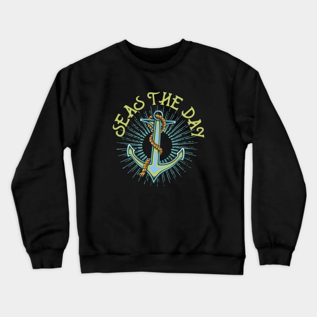 Seas the Day Cruising Design Crewneck Sweatshirt by FilsonDesigns